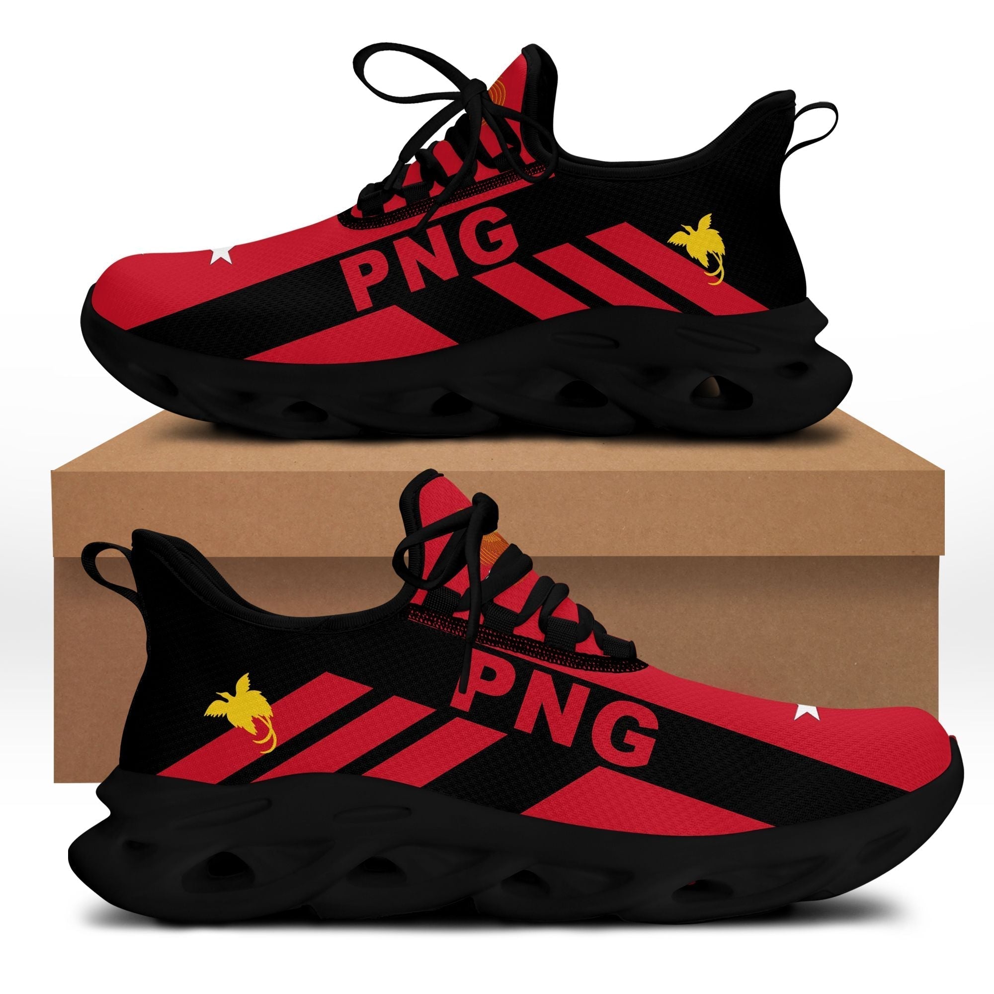 Polynesian Footwear Papua New Guinea Flag Sport Clunky Sneakers LT10
