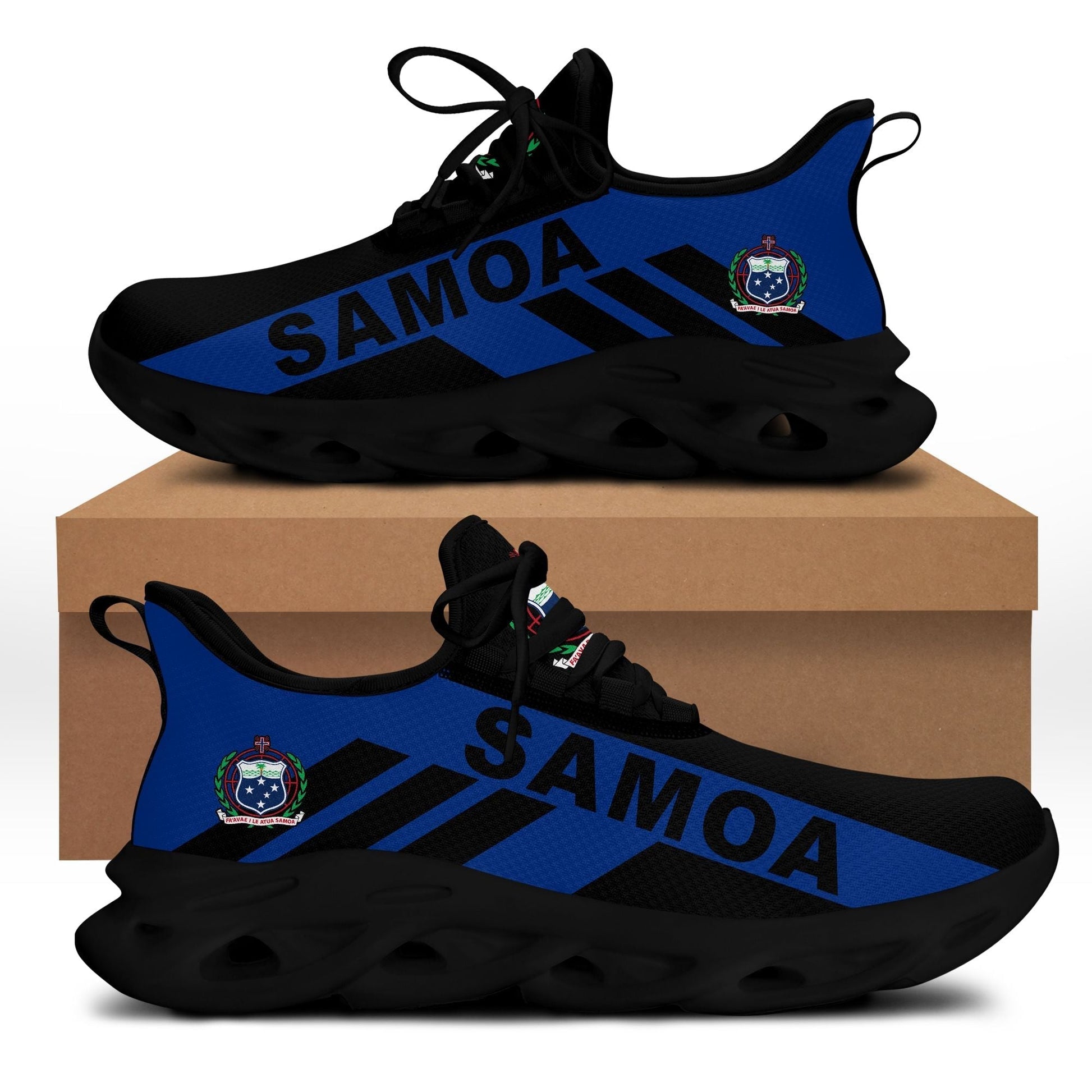 Polynesian Footwear Samoa Flag Sport Clunky Sneakers Black LT10