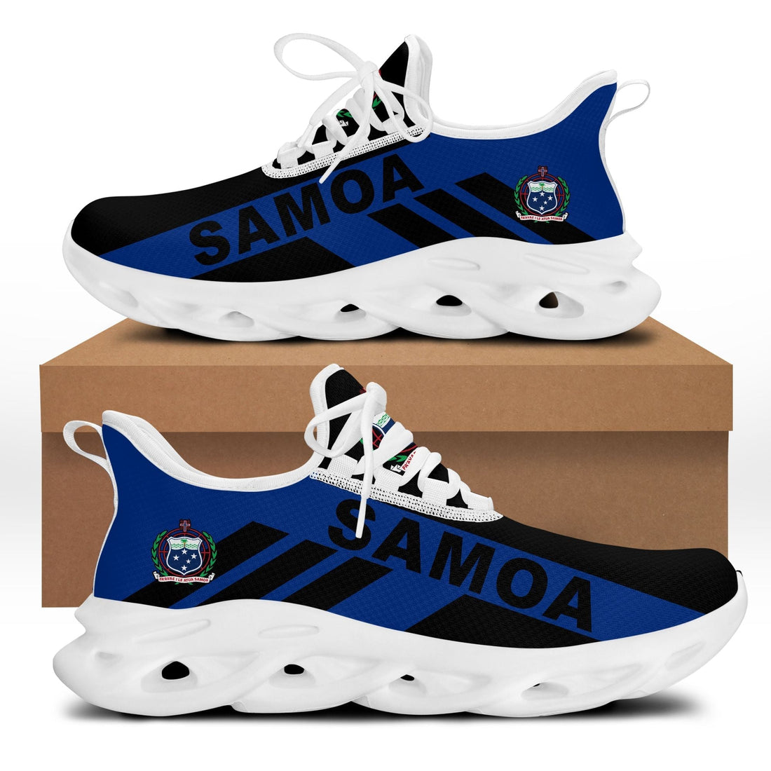 Polynesian Footwear Samoa Flag Sport Clunky Sneakers Black LT10