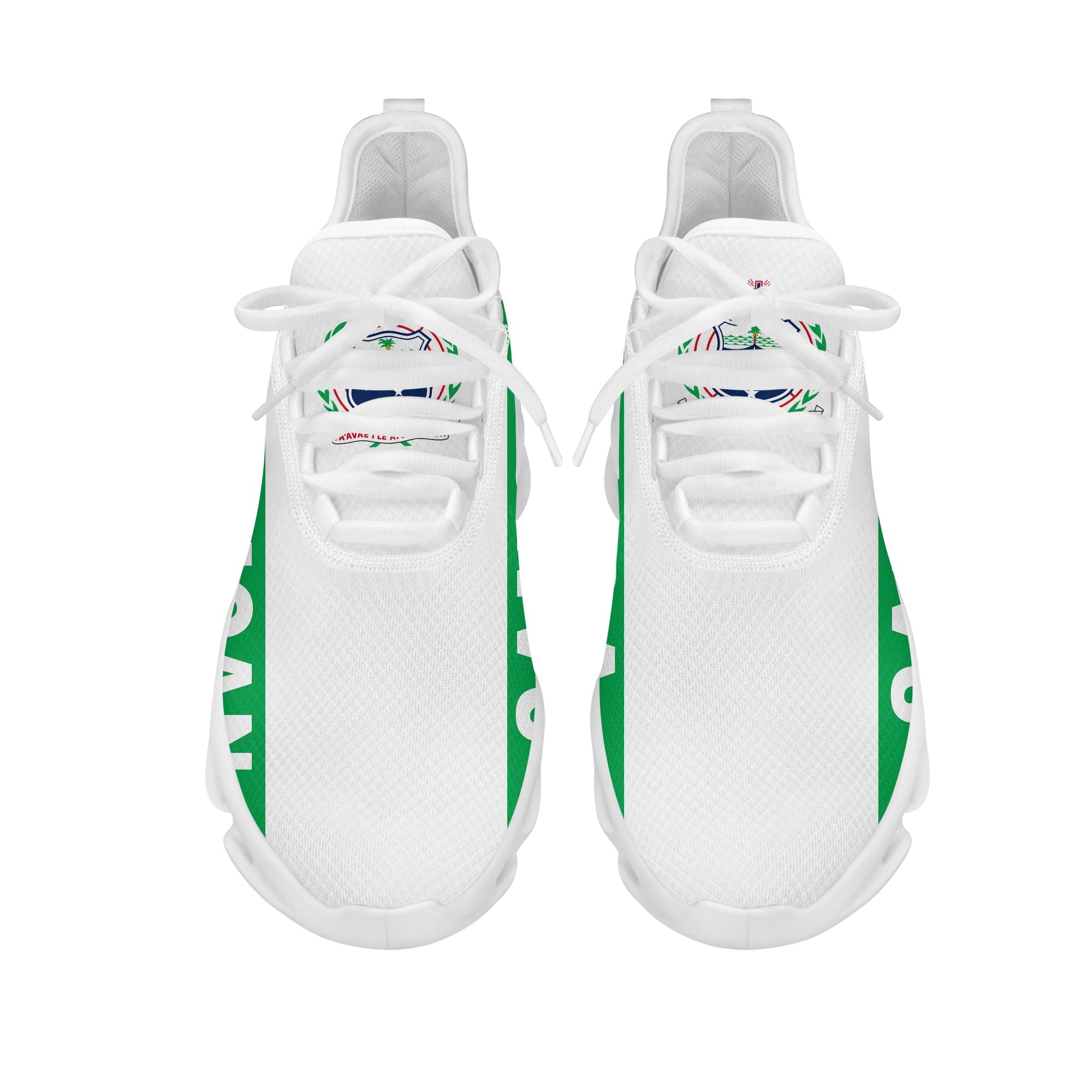 Polynesian Footwear Samoa Flag Sport Clunky Sneakers Green and White LT10