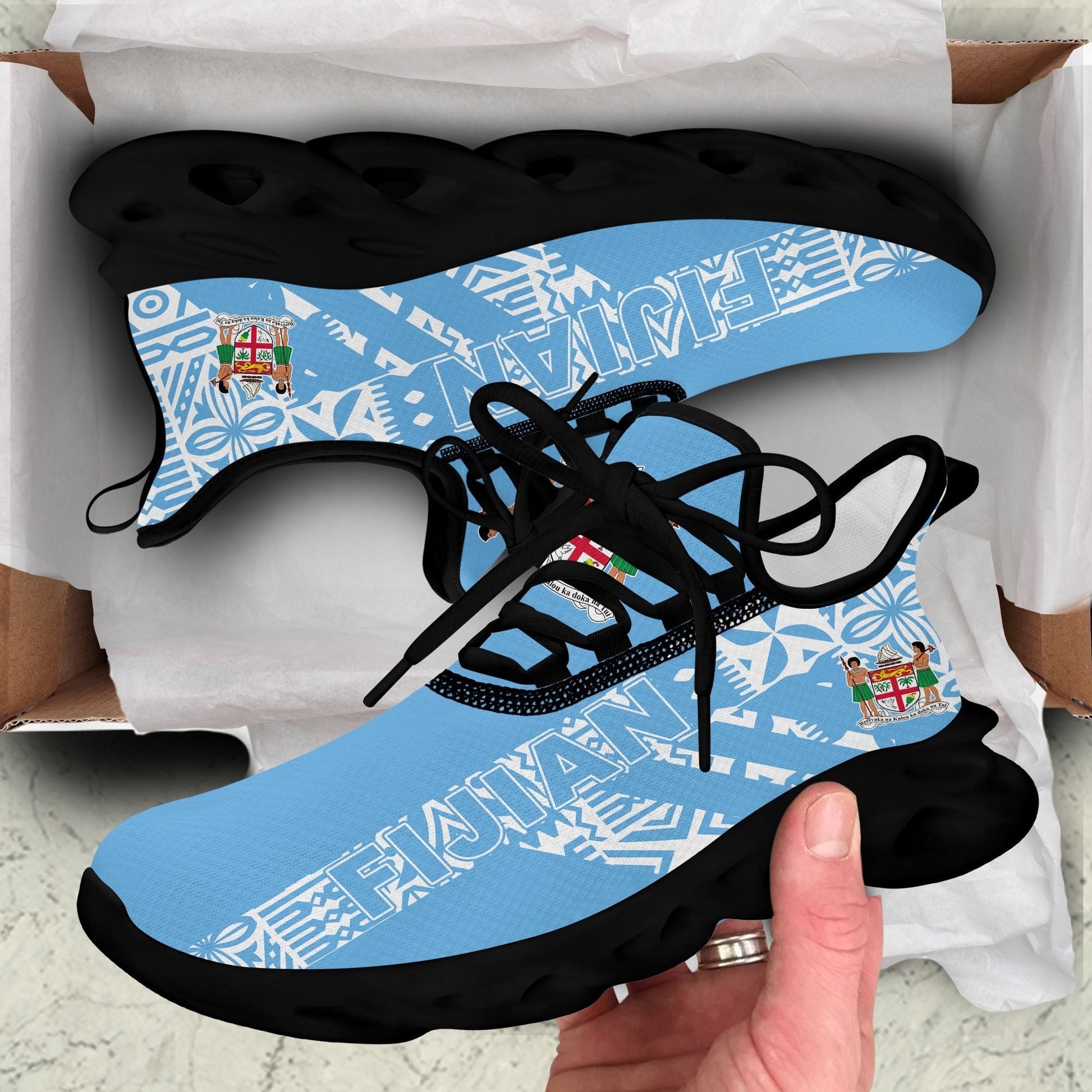 Polynesian Footwear Fiji Flag Tapa Sport Clunky Sneakers LT10