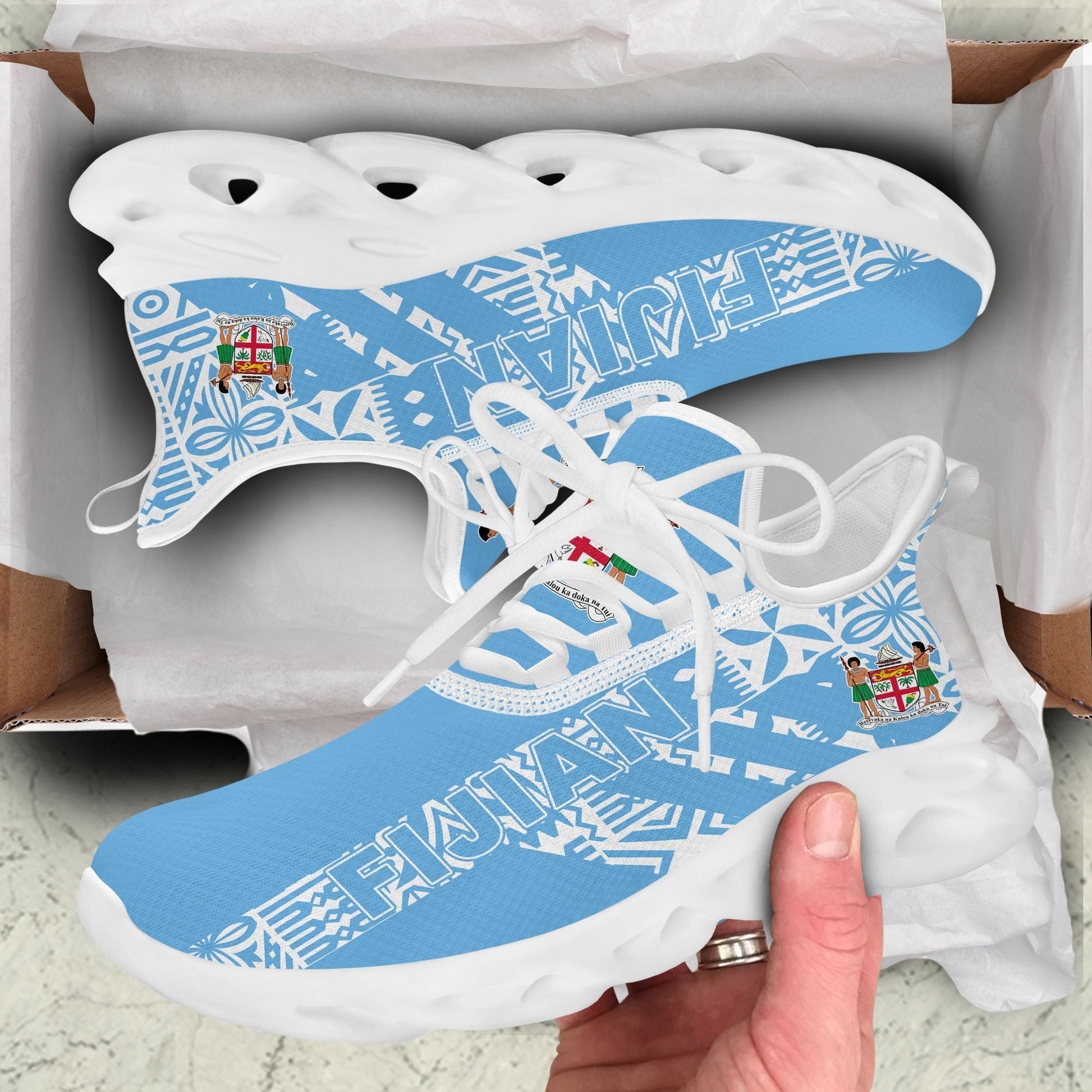 Polynesian Footwear Fiji Flag Tapa Sport Clunky Sneakers LT10