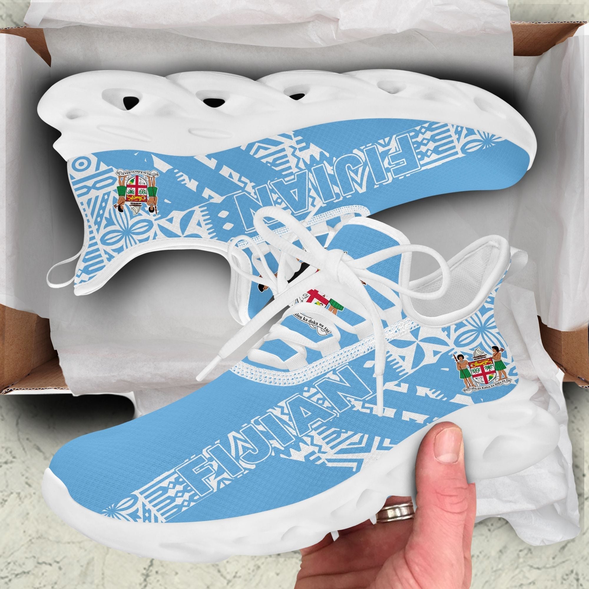 Polynesian Footwear Fiji Flag Tapa Sport Clunky Sneakers LT10