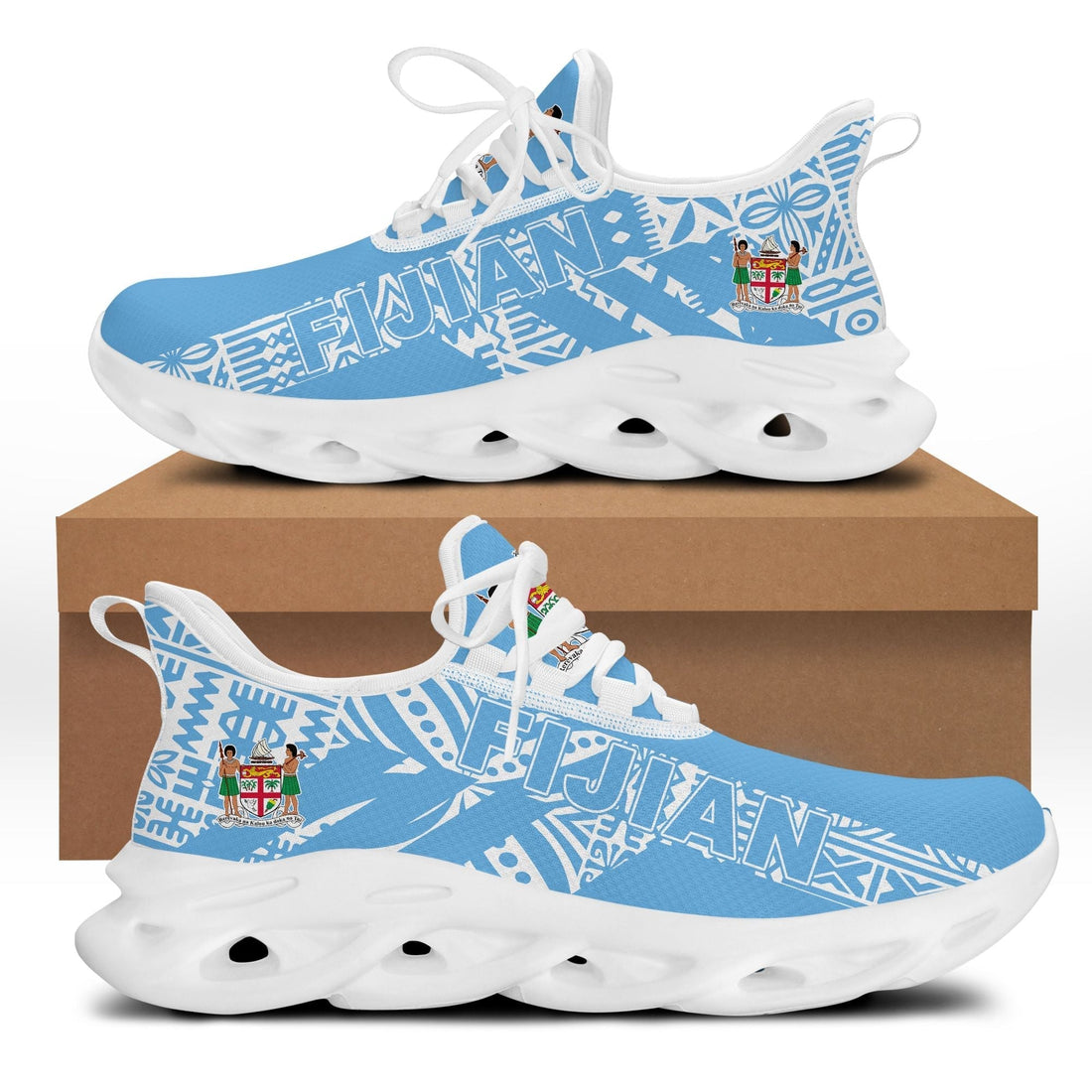 Polynesian Footwear Fiji Flag Tapa Sport Clunky Sneakers LT10
