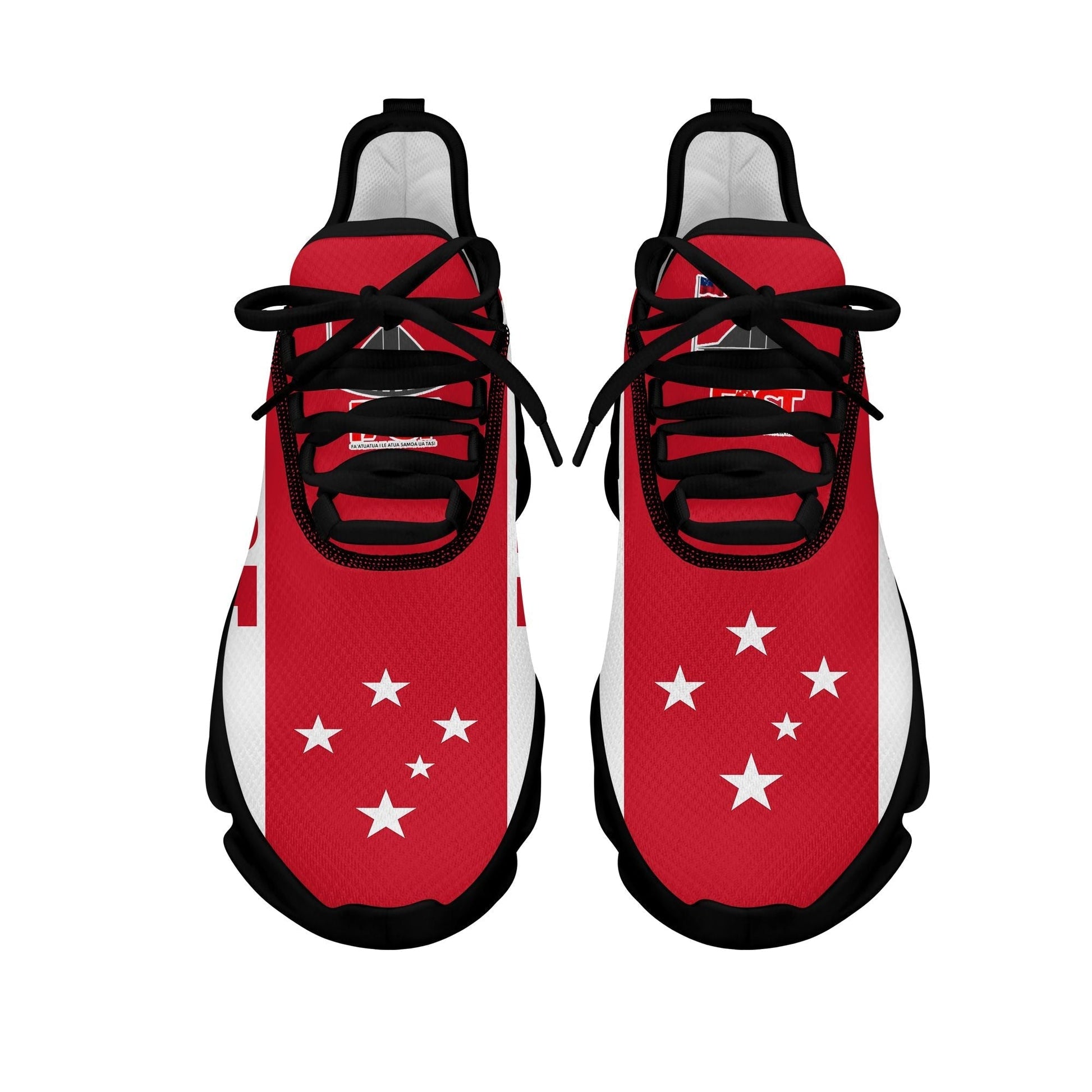 Polynesian Footwear FAST Party Flag Sport Clunky Sneakers Red and White LT10