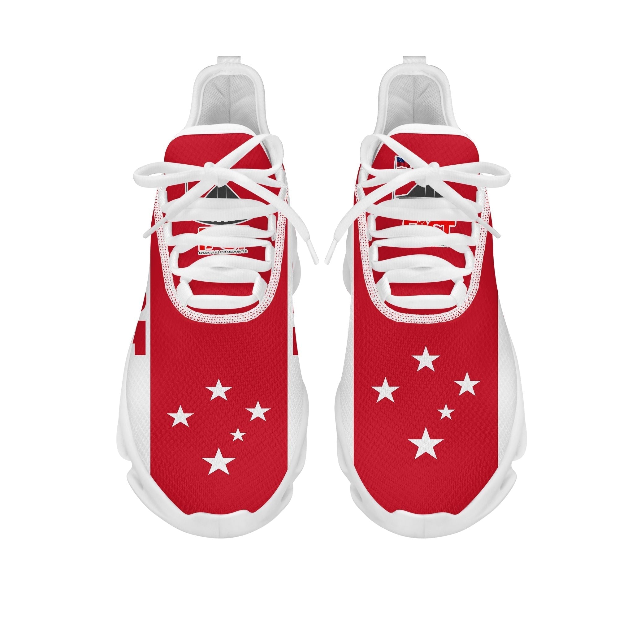 Polynesian Footwear FAST Party Flag Sport Clunky Sneakers Red and White LT10