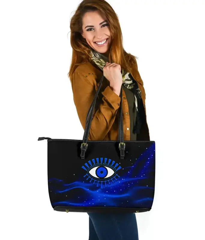 Leather Totes - Evil Eye Large Leather Tote Original Style - Blue LT8