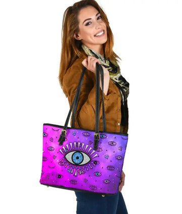 Leather Totes - Evil Eye Small Leather Tote Simple Style - Pink LT8