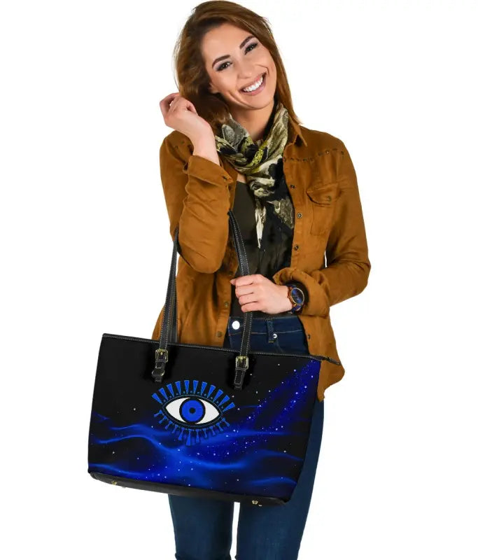 Leather Totes - Evil Eye Large Leather Tote Original Style - Blue LT8