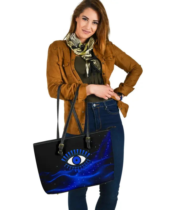 Leather Totes - Evil Eye Large Leather Tote Original Style - Blue LT8