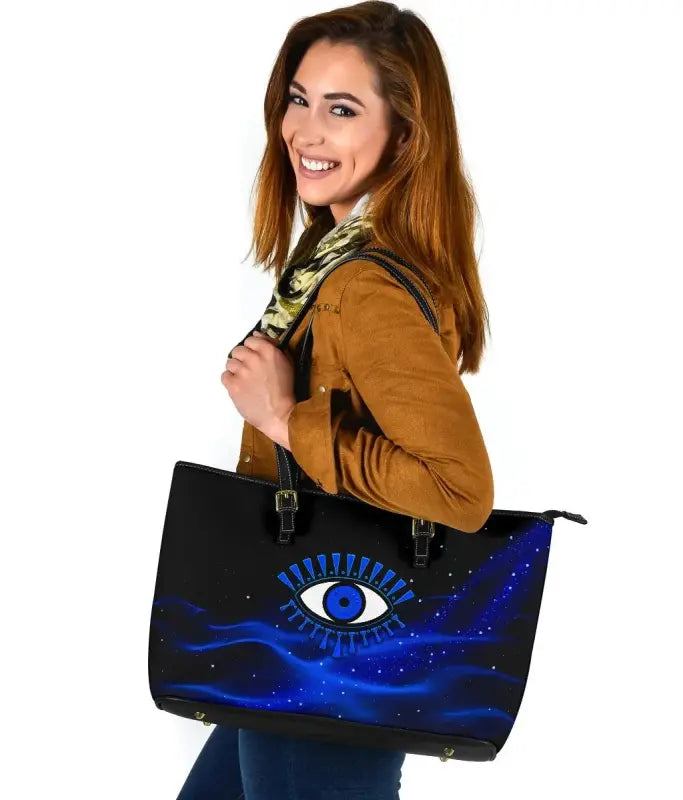 Leather Totes - Evil Eye Large Leather Tote Original Style - Blue LT8