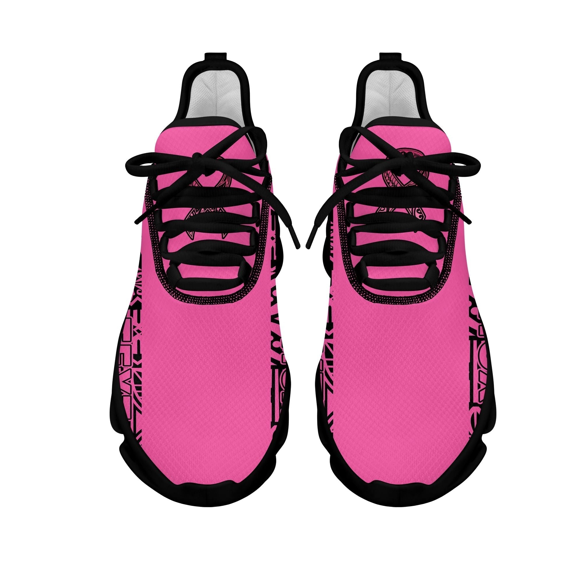 Polynesian Footwear Fiji Tapa Pinktober Sport Clunky Sneakers Black LT10