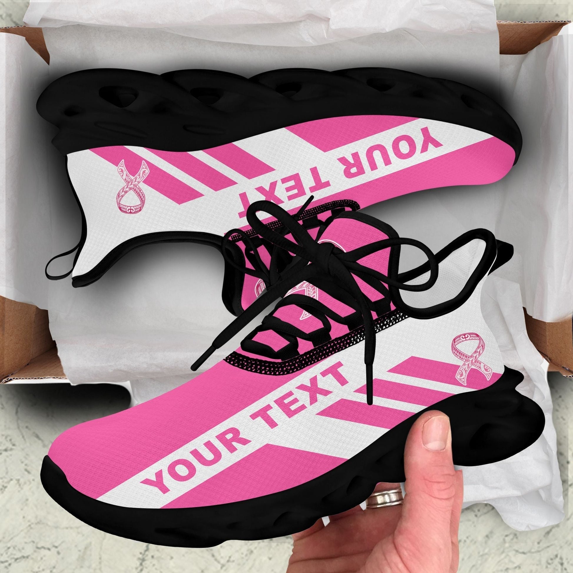 Polynesian Footwear Fiji Pinktober Sport Clunky Sneakers White LT10