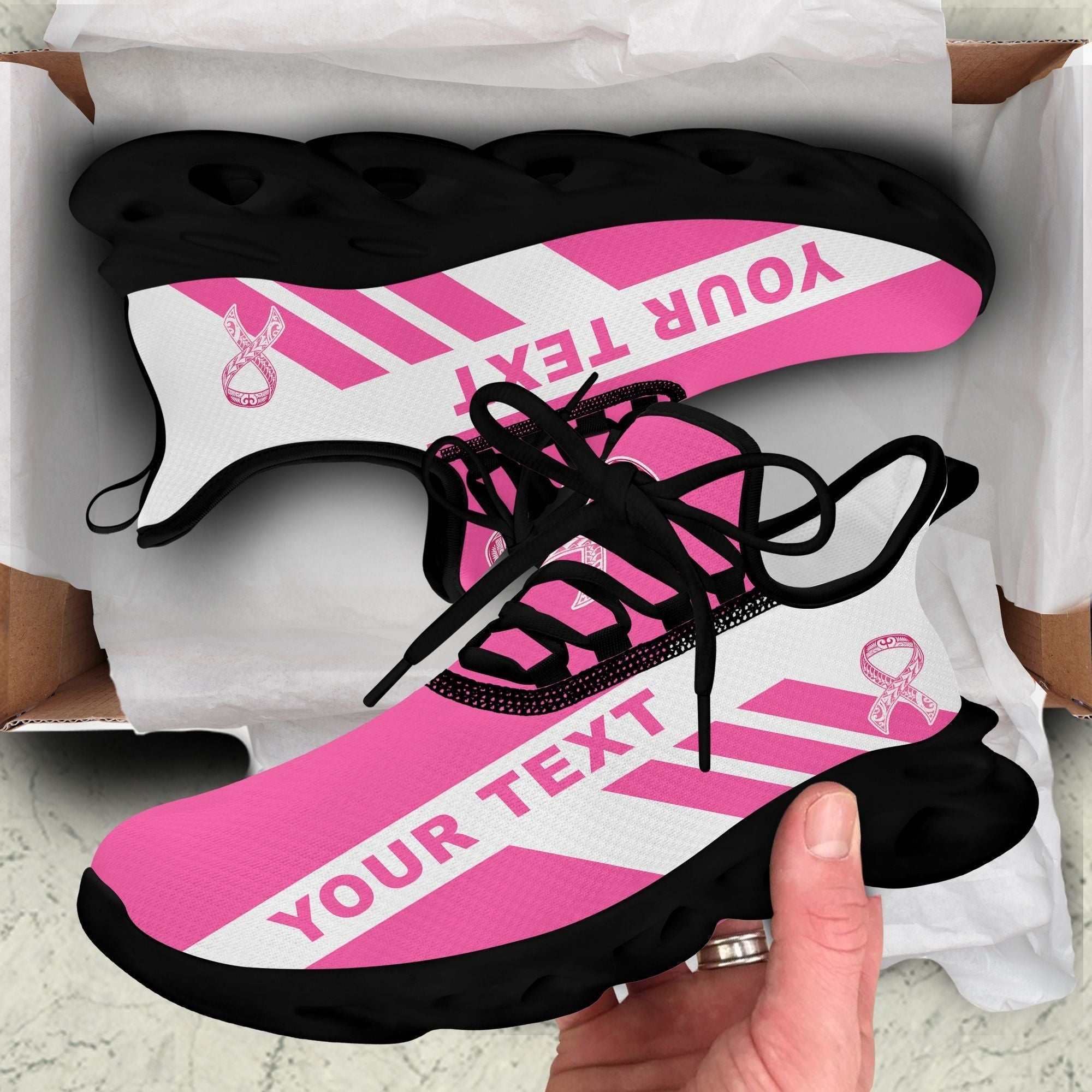 Polynesian Footwear Fiji Pinktober Sport Clunky Sneakers White LT10