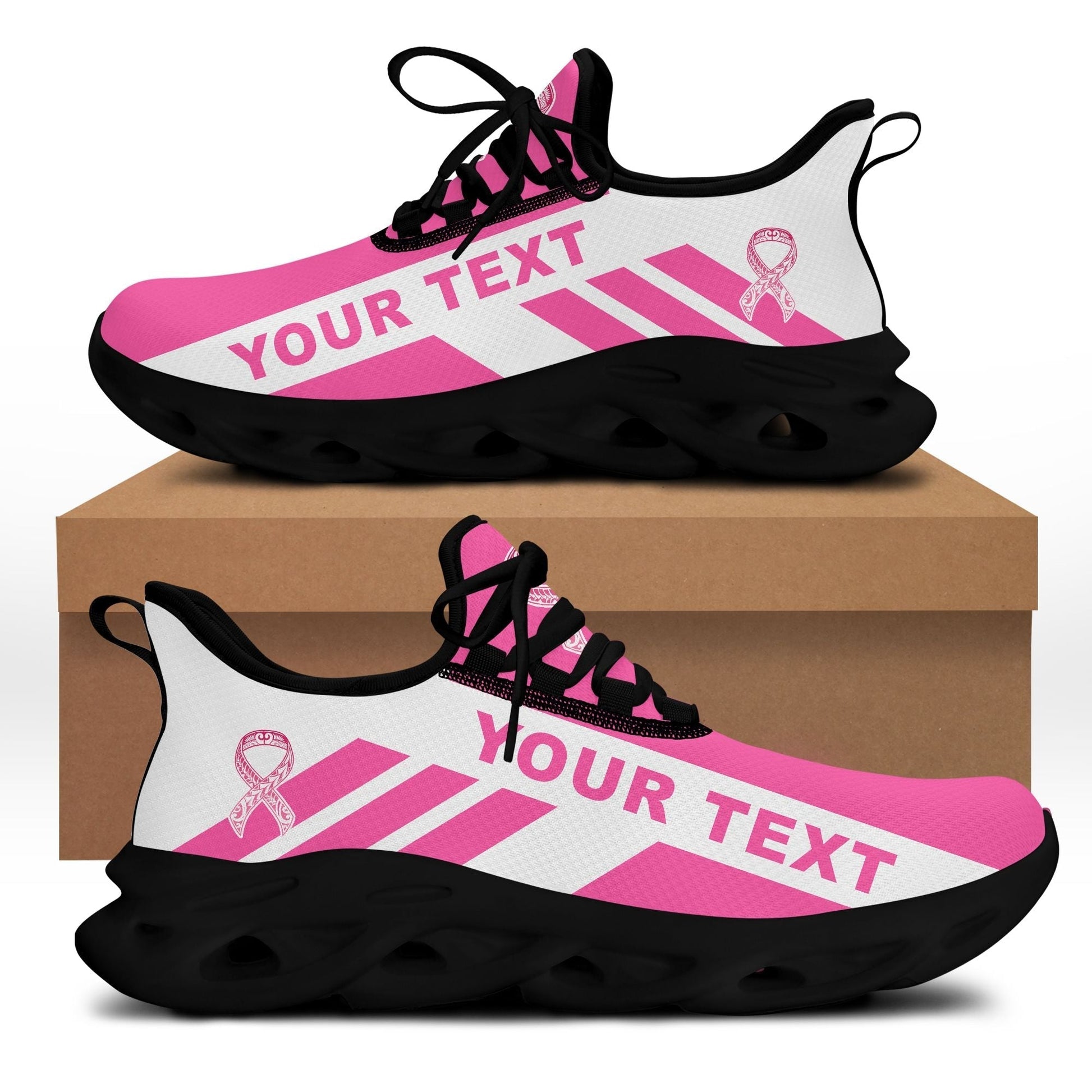 Polynesian Footwear Fiji Pinktober Sport Clunky Sneakers White LT10