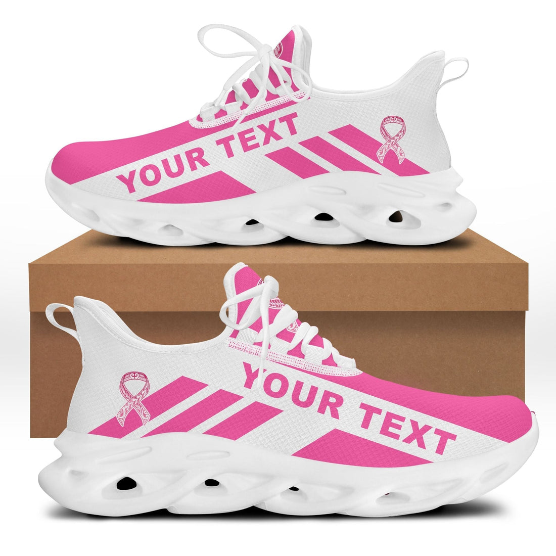 Polynesian Footwear Fiji Pinktober Sport Clunky Sneakers White LT10
