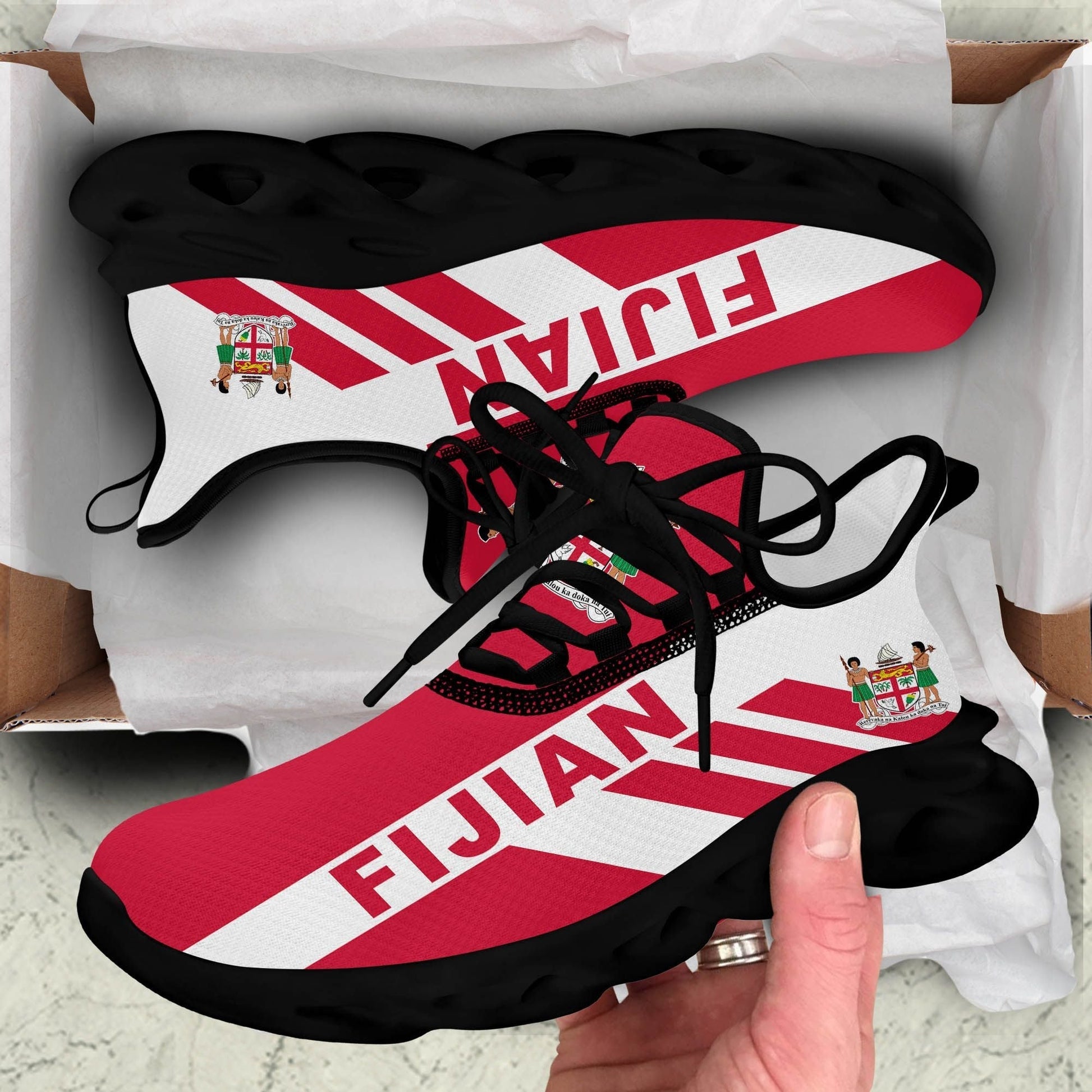 Polynesian Footwear Fiji Flag Sport Clunky Sneakers Red LT10