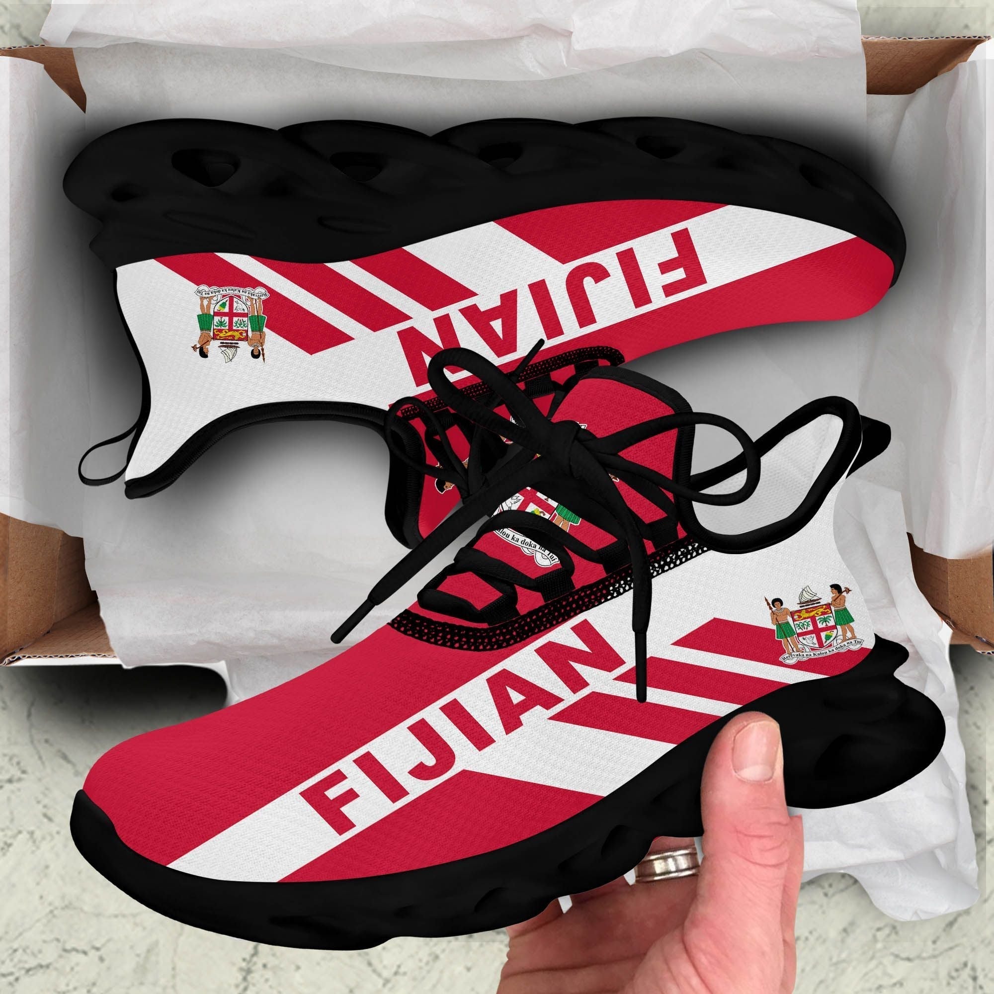 Polynesian Footwear Fiji Flag Sport Clunky Sneakers Red LT10