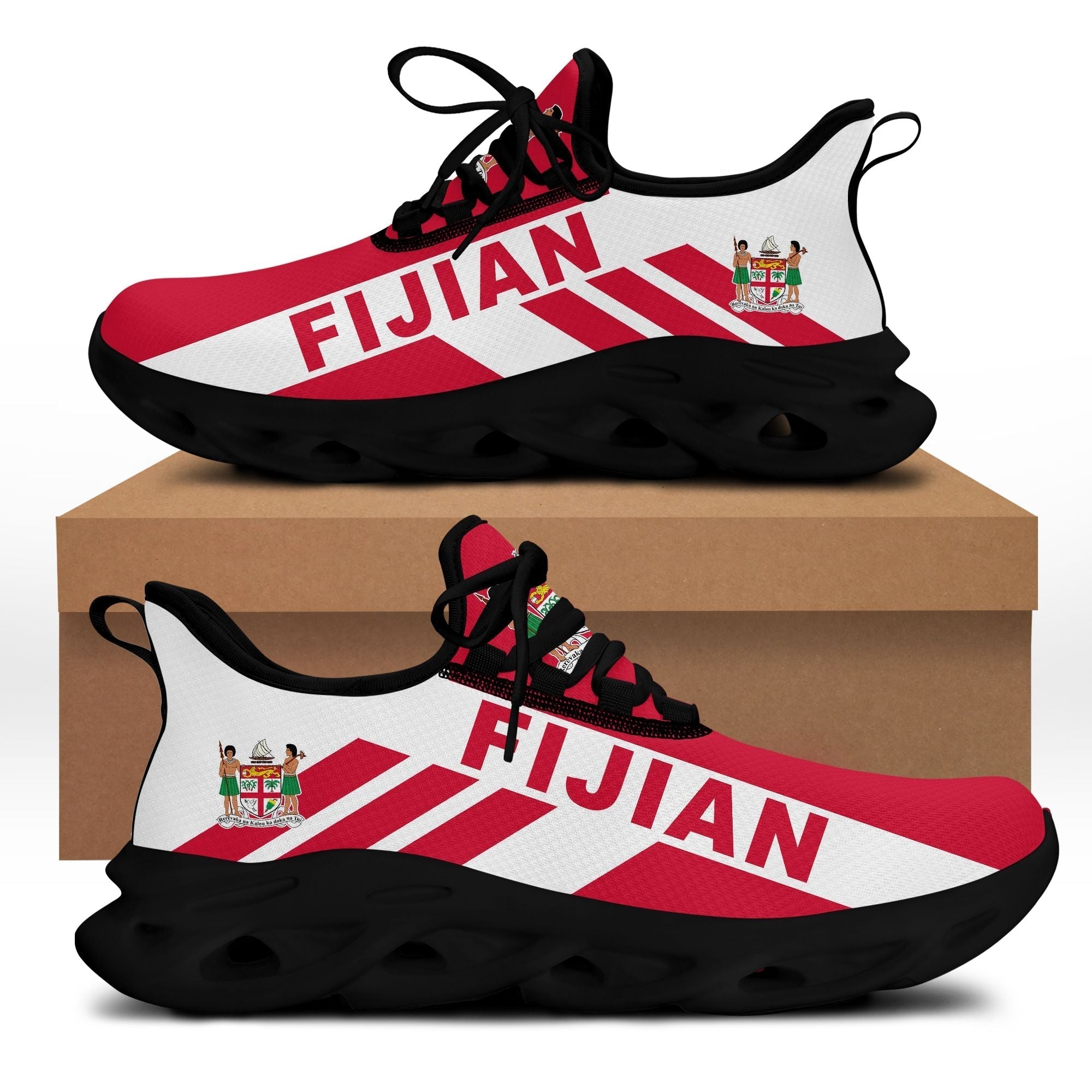 Polynesian Footwear Fiji Flag Sport Clunky Sneakers Red LT10