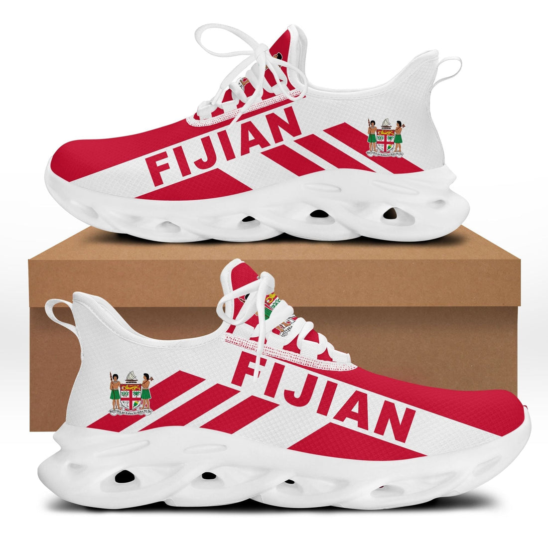 Polynesian Footwear Fiji Flag Sport Clunky Sneakers Red LT10