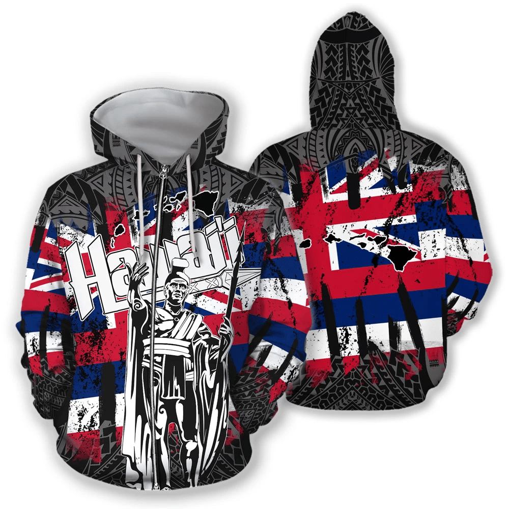 Native American King Kamehameha Flag Hoodie