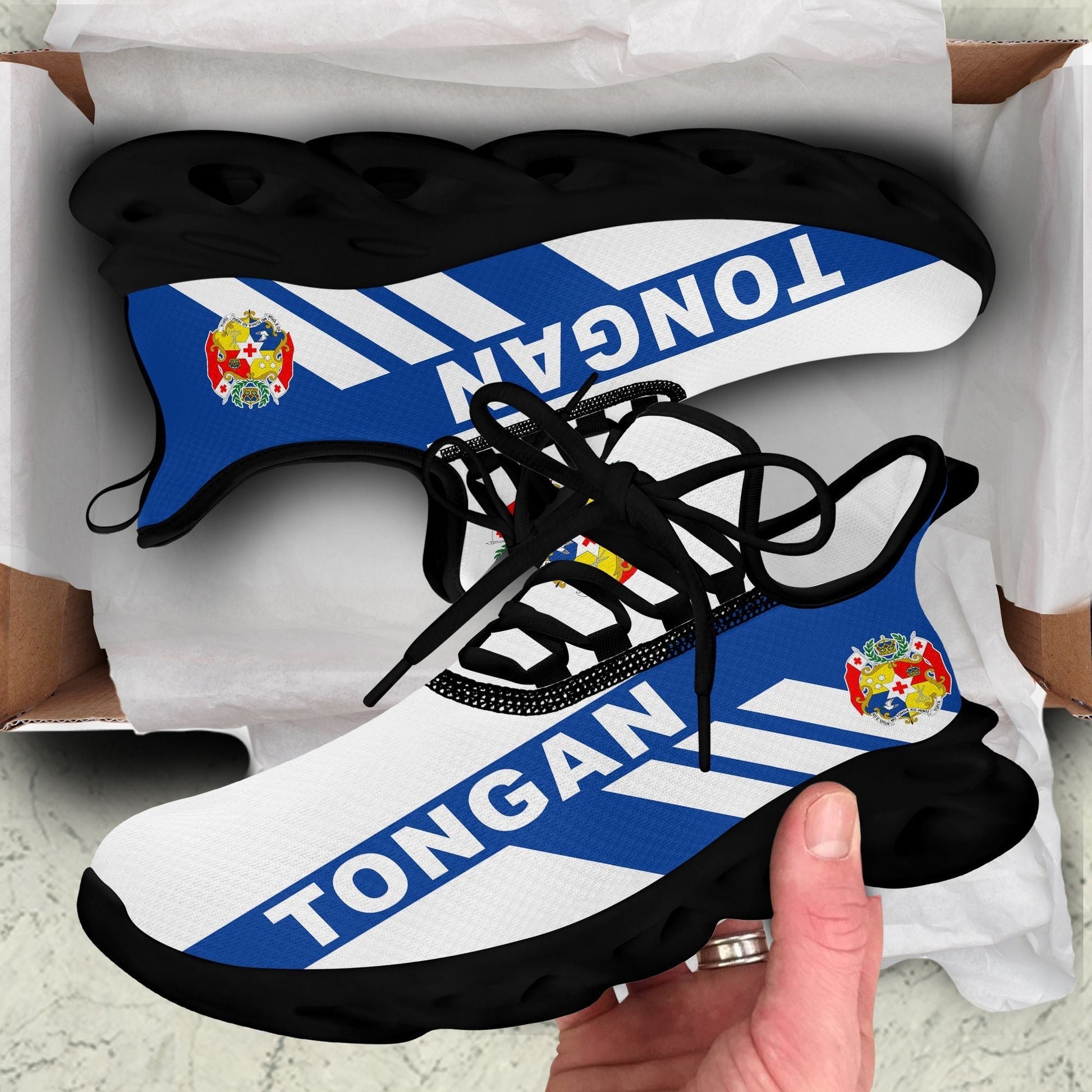 Polynesian Footwear Tonga Flag Sport Clunky Sneakers Blue LT10