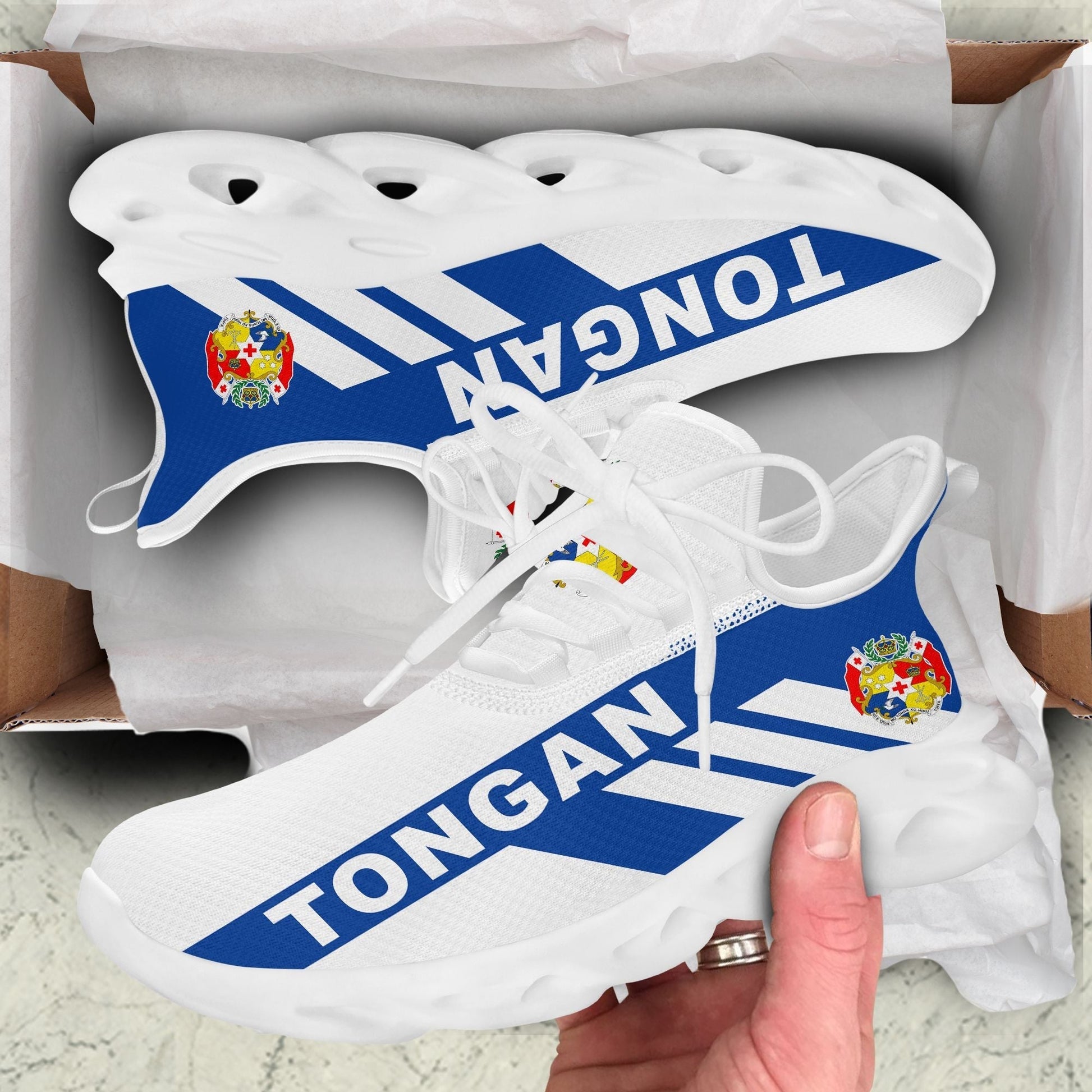 Polynesian Footwear Tonga Flag Sport Clunky Sneakers Blue LT10