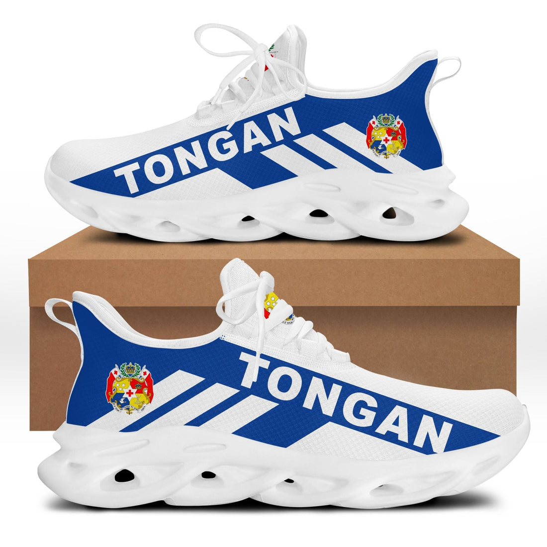 Polynesian Footwear Tonga Flag Sport Clunky Sneakers Blue LT10