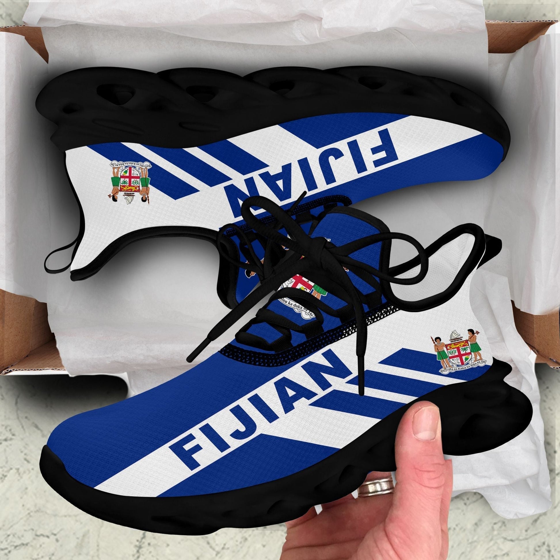 Polynesian Footwear Fiji Flag Sport Clunky Sneakers Dark Blue LT10