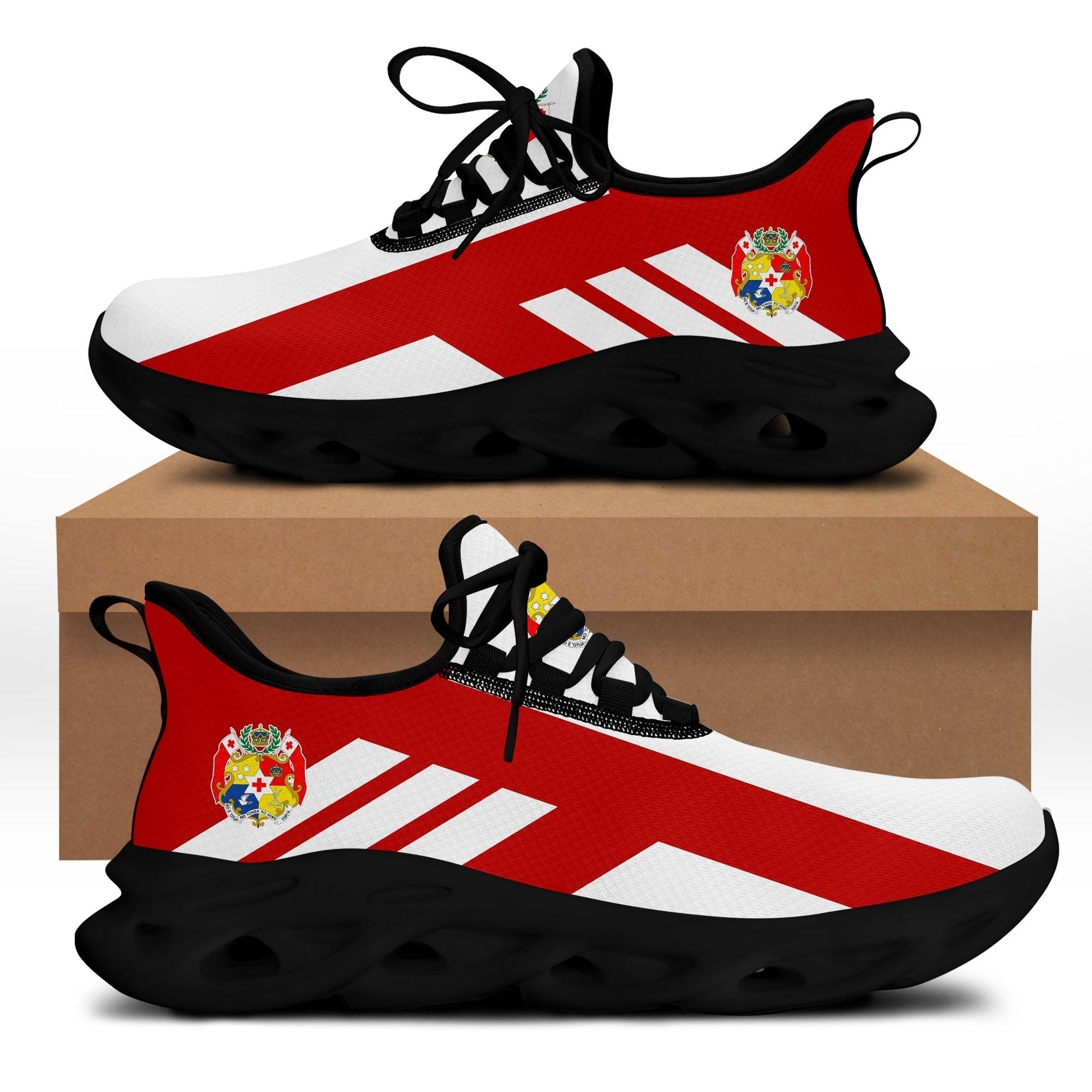 Polynesian Footwear Tonga Flag Sport Clunky Sneakers No Text LT10
