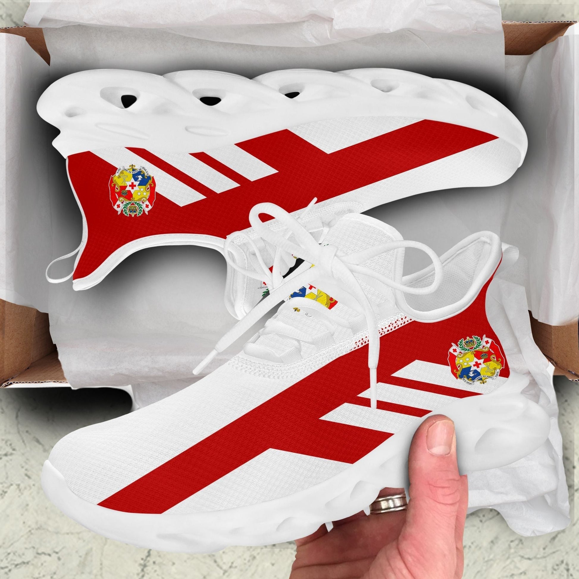 Polynesian Footwear Tonga Flag Sport Clunky Sneakers No Text LT10