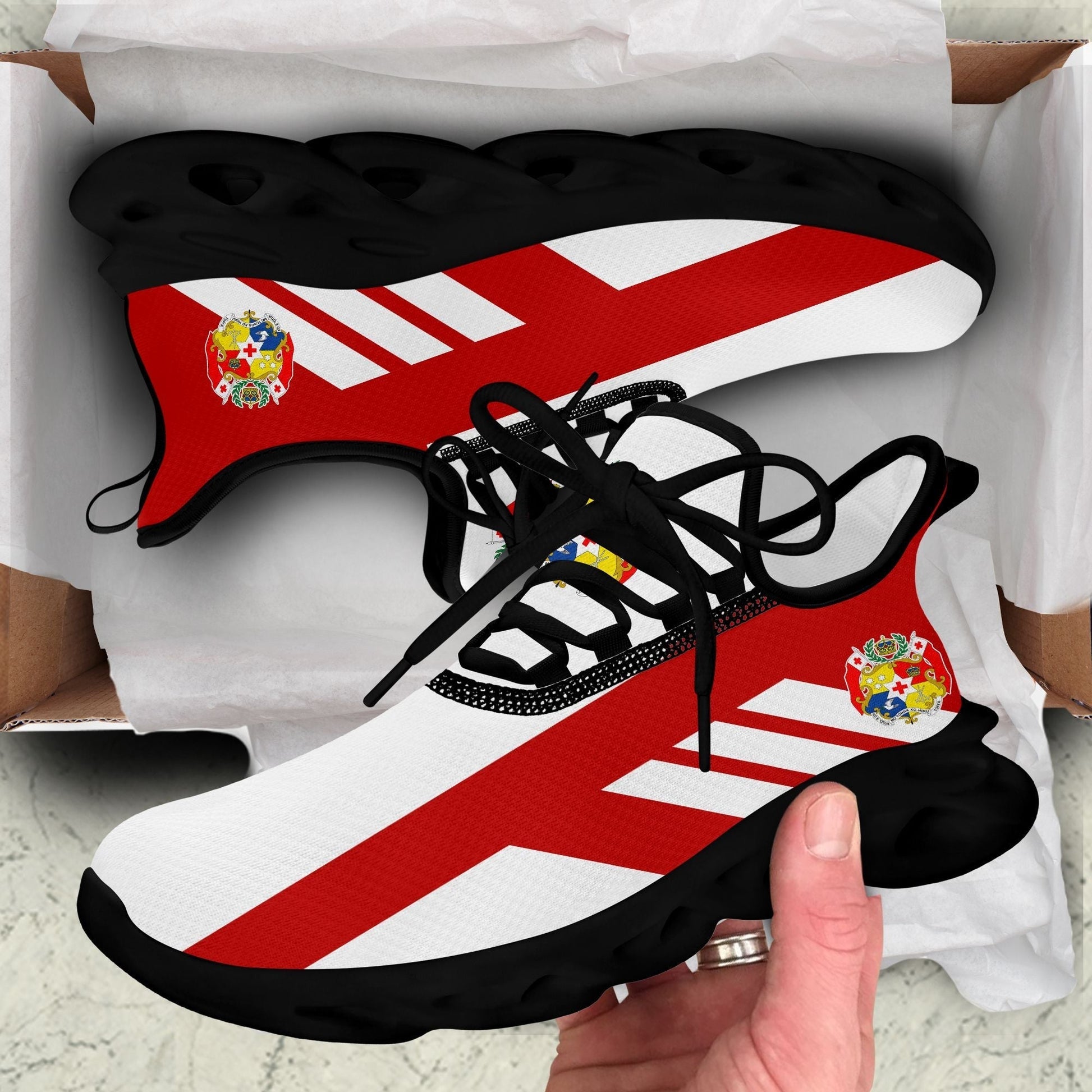 Polynesian Footwear Tonga Flag Sport Clunky Sneakers No Text LT10