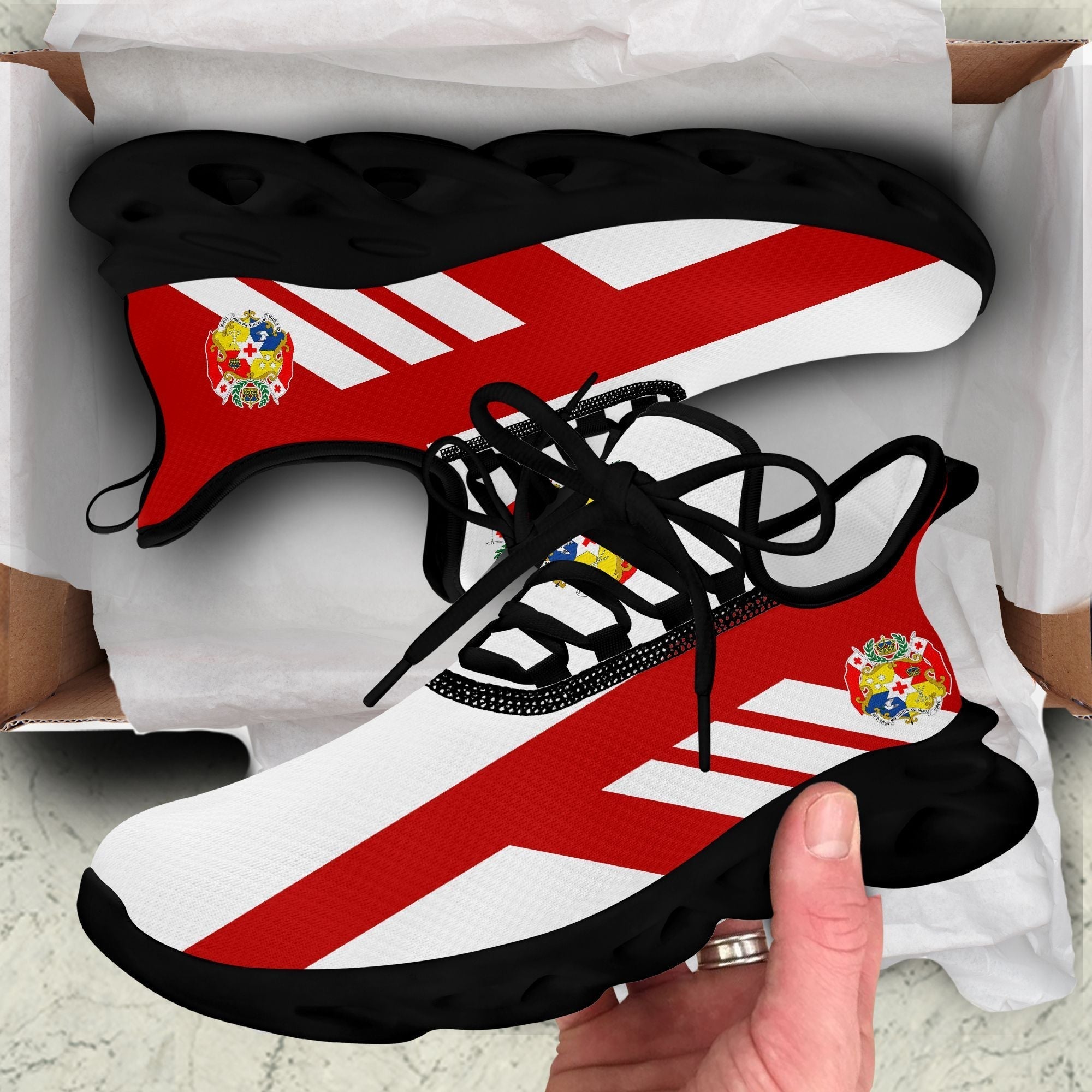 Polynesian Footwear Tonga Flag Sport Clunky Sneakers No Text LT10