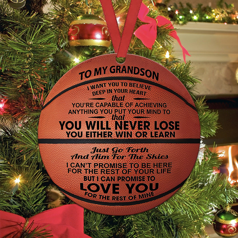Basketball Grandson You Never Lose Circle Ornament