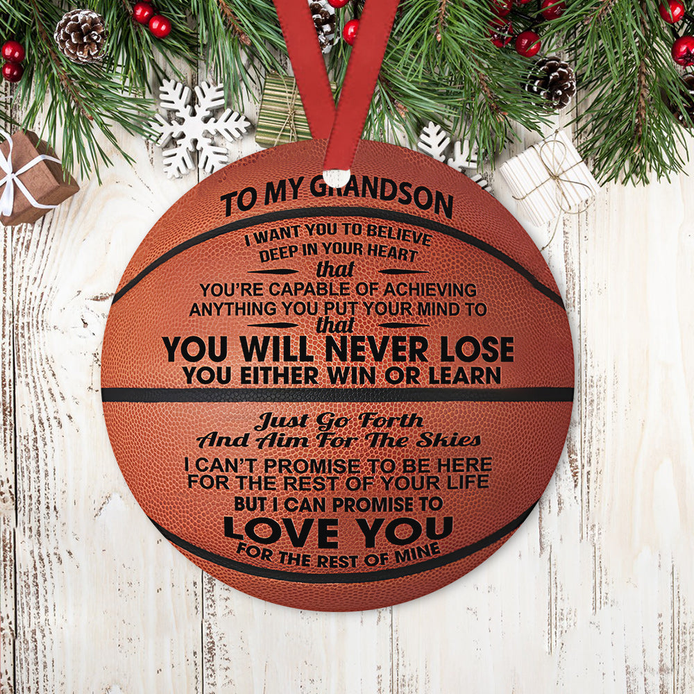 Basketball Grandson You Never Lose Circle Ornament