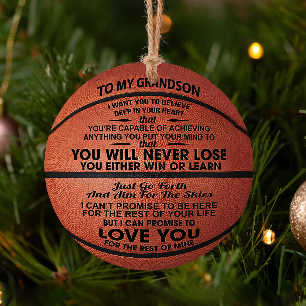 Basketball Grandson You Never Lose Circle Ornament