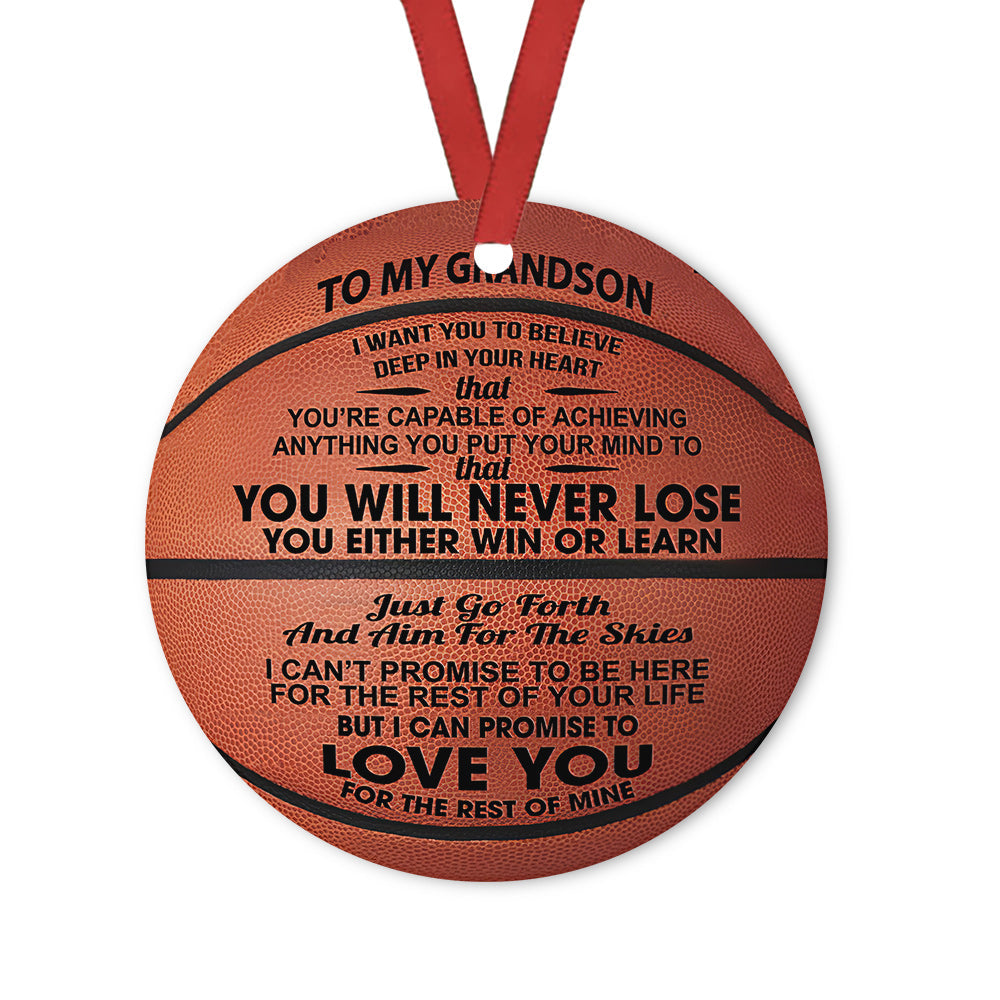 Basketball Grandson You Never Lose Circle Ornament