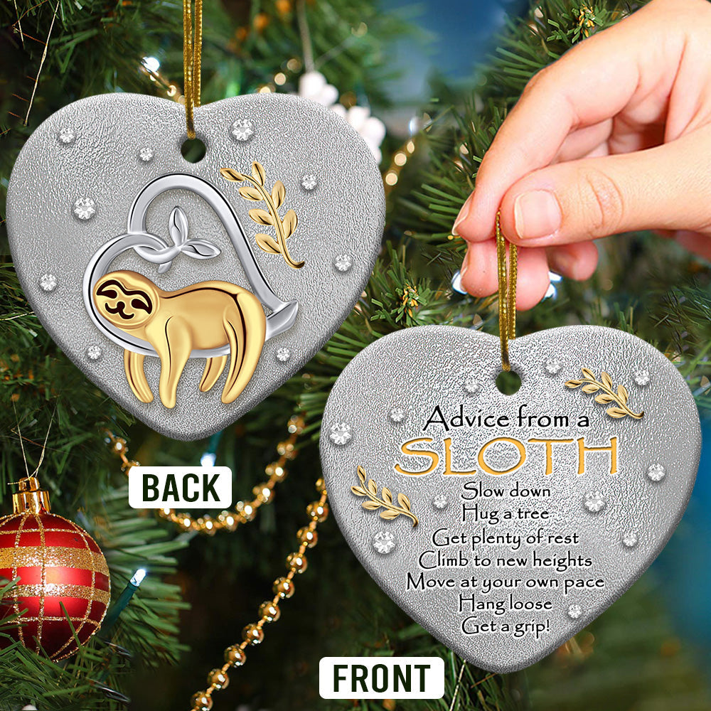 Sloth Advice From A Sloth Heart Ornament