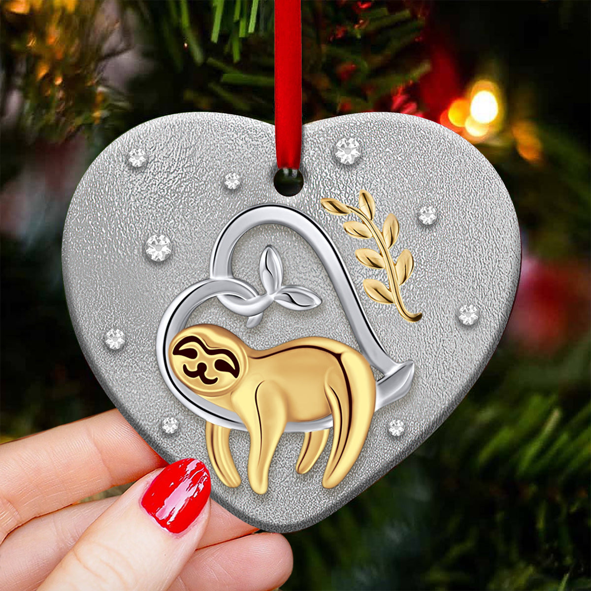 Sloth Advice From A Sloth Heart Ornament