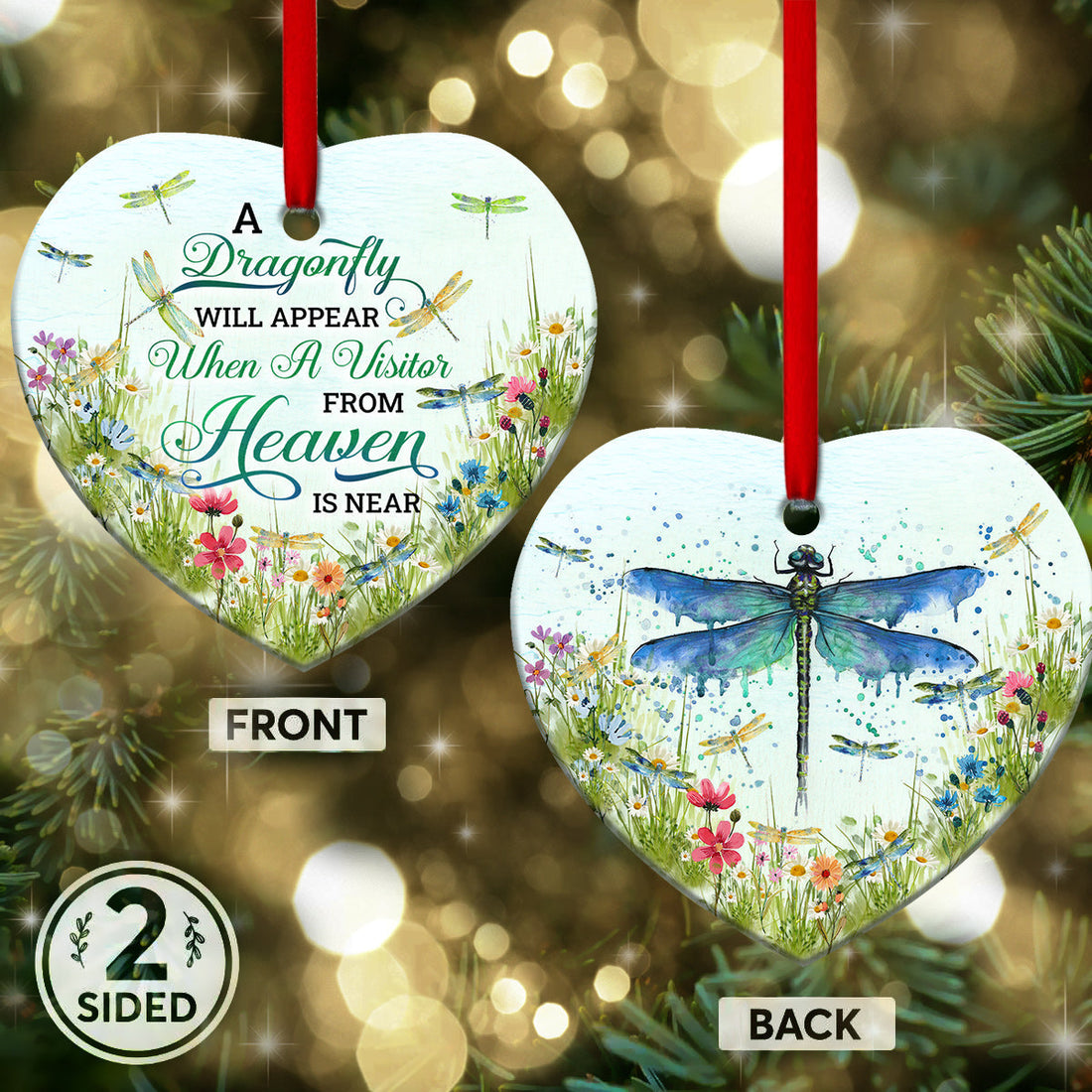 Dragonfly Faith From Heaven Heart Ornament