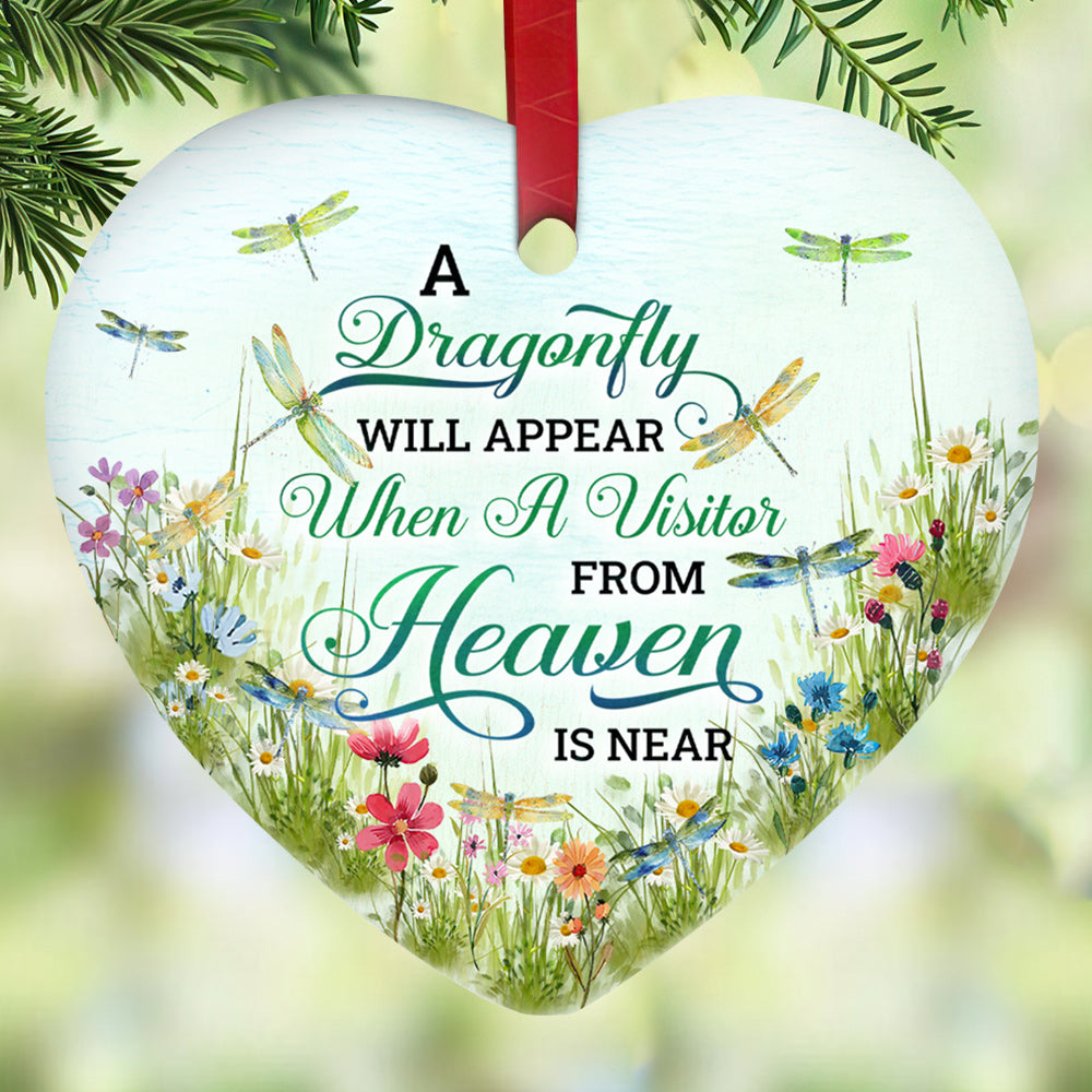 Dragonfly Faith From Heaven Heart Ornament