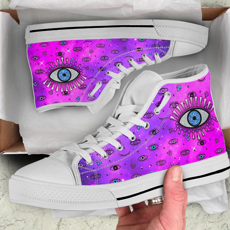 Footwear - Evil Eye High Top Shoe Simple Style - Pink LT8