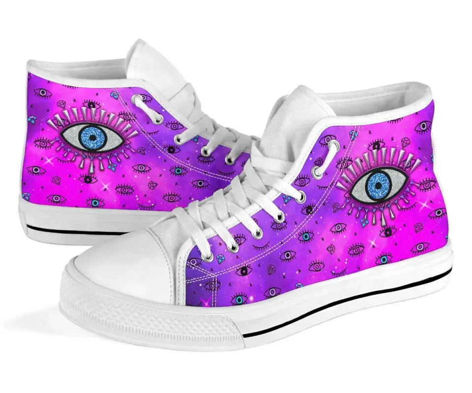 Footwear - Evil Eye High Top Shoe Simple Style - Pink LT8