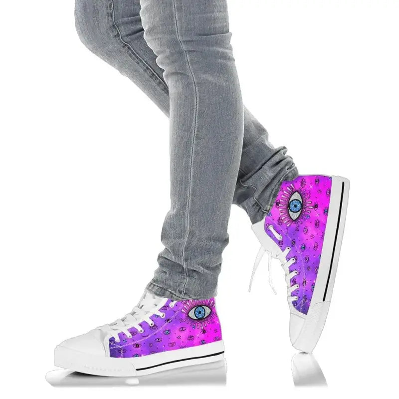 Footwear - Evil Eye High Top Shoe Simple Style - Pink LT8