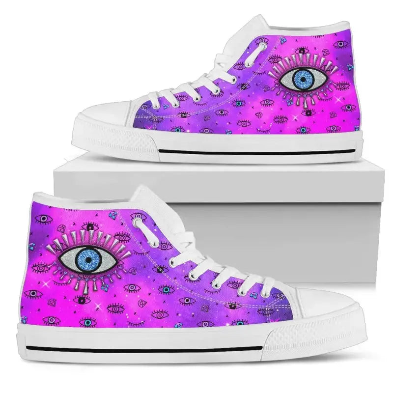 Footwear - Evil Eye High Top Shoe Simple Style - Pink LT8