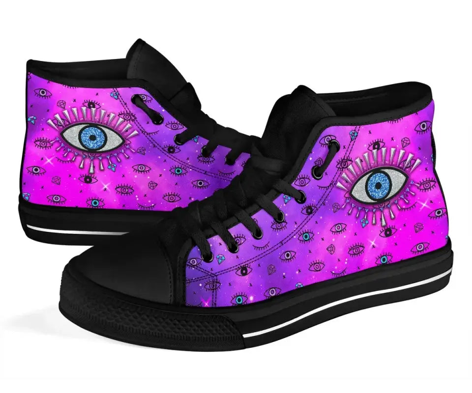 Footwear - Evil Eye High Top Shoe Simple Style - Pink LT8