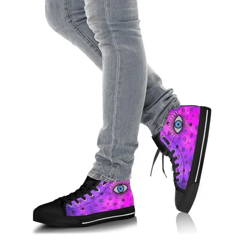Footwear - Evil Eye High Top Shoe Simple Style - Pink LT8
