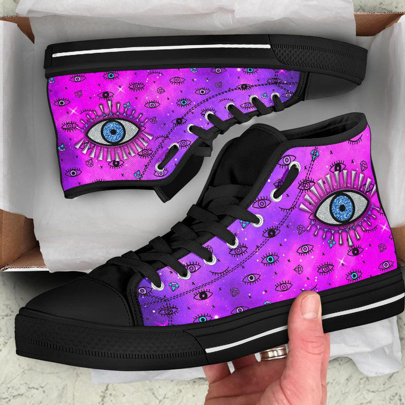 Footwear - Evil Eye High Top Shoe Simple Style - Pink LT8