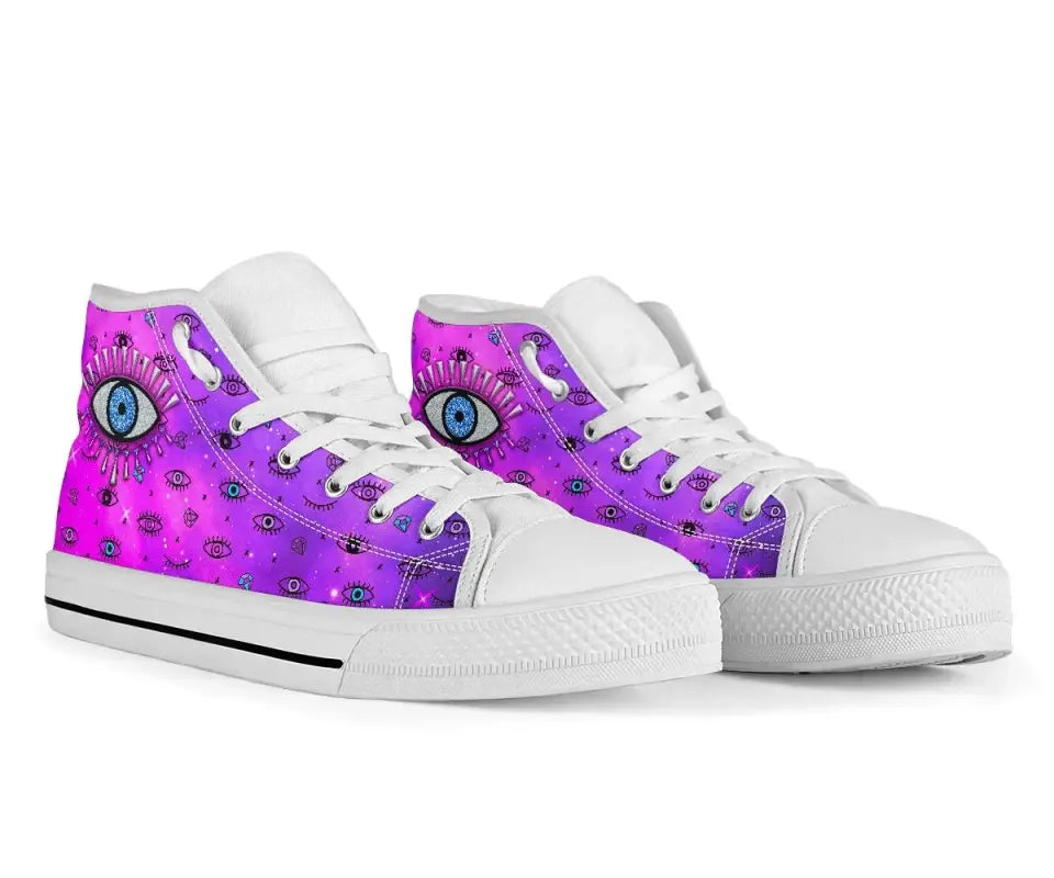 Footwear - Evil Eye High Top Shoe Simple Style - Pink LT8