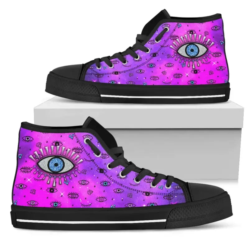 Footwear - Evil Eye High Top Shoe Simple Style - Pink LT8